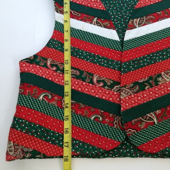 Handmade Christmas Quilted Vest Folded Star Pattern Intricate Holiday OOAK - Picture 14 of 16